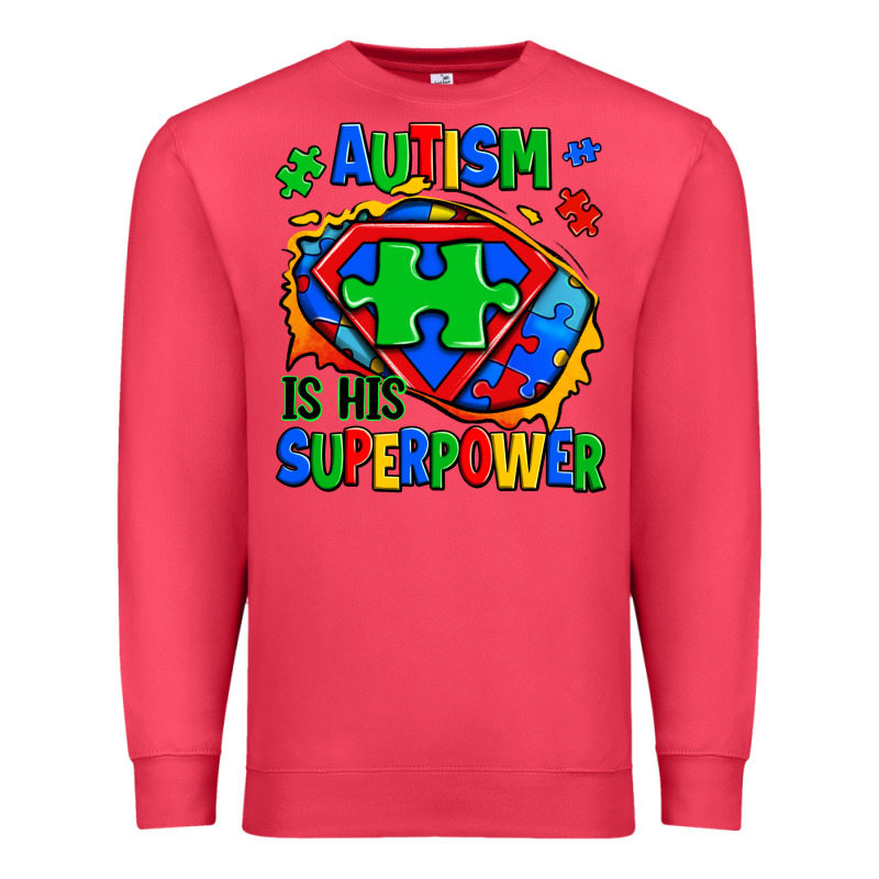 Autism Is His Superpower Ripped Premium Sweatshirt by Zillion Design Studio | Teevron