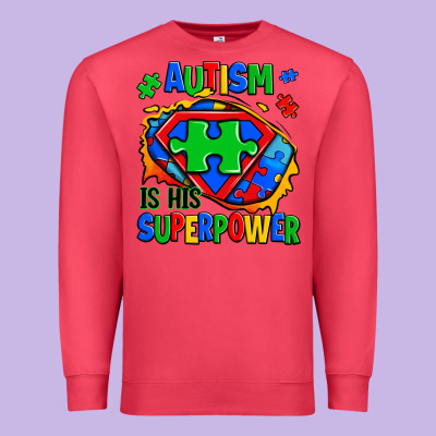Autism Is His Superpower Ripped Premium Sweatshirt Designed By Zillion Design Studio