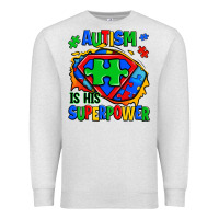 Oatmeal Heather autism is his superpower ripped Premium Sweatshirt - Zillion Design Studio