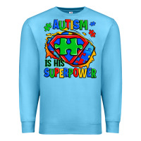 Ocean Blue autism is his superpower ripped Premium Sweatshirt - Zillion Design Studio