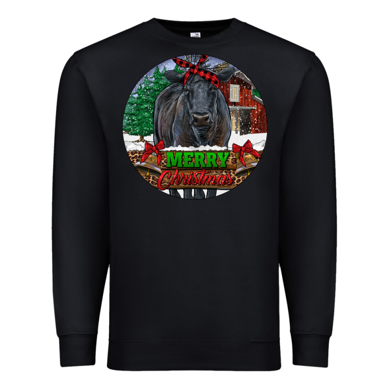 Black Angus Cattle Merry Christmas Premium Sweatshirt by RanaPortraitStore | Teevron