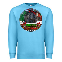 Ocean Blue Black Angus Cattle Merry Christmas Premium Sweatshirt - RanaPortraitStore