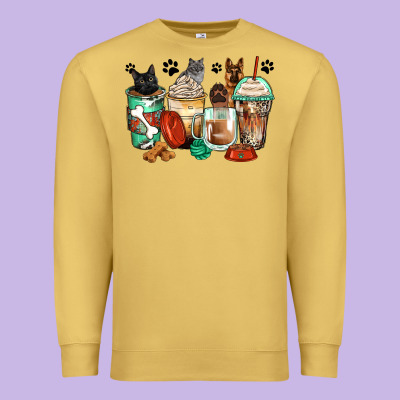 German Shepherd Black And Grey Cat Coffee Cups Premium Sweatshirt Designed By Zillion Design Studio