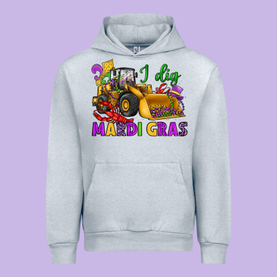 I Dig Mardi Gras Bulldozer Urban Hoodie Designed By Jahusdesignshop