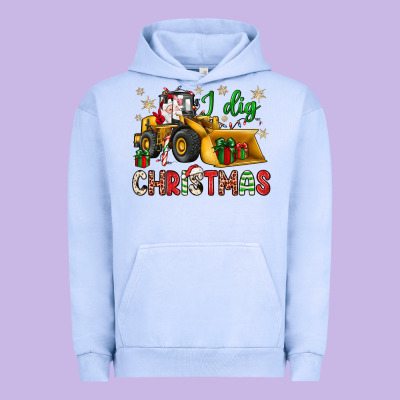 I Dig Christmas Bulldozer Santa Urban Hoodie Designed By Jahusdesignshop