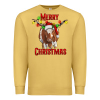 Antique Gold Merry Christmas Longhorn Cow Premium Sweatshirt - RanaPortraitStore