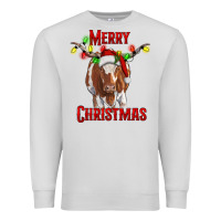 Dove Grey Merry Christmas Longhorn Cow Premium Sweatshirt - RanaPortraitStore