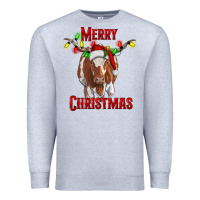 Heather Grey Merry Christmas Longhorn Cow Premium Sweatshirt - RanaPortraitStore