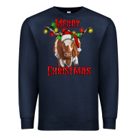 Navy Merry Christmas Longhorn Cow Premium Sweatshirt - RanaPortraitStore