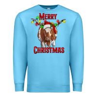 Ocean Blue Merry Christmas Longhorn Cow Premium Sweatshirt - RanaPortraitStore