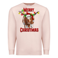 Pale Pink Merry Christmas Longhorn Cow Premium Sweatshirt - RanaPortraitStore