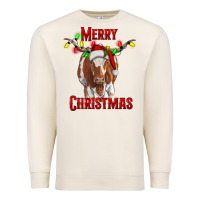 Sandshell Merry Christmas Longhorn Cow Premium Sweatshirt - RanaPortraitStore