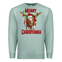 Seafoam Merry Christmas Longhorn Cow Premium Sweatshirt - RanaPortraitStore
