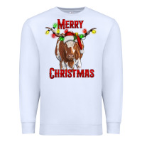 White Merry Christmas Longhorn Cow Premium Sweatshirt - RanaPortraitStore