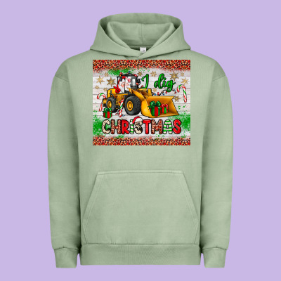I Dig Christmas Bulldozer Santa Urban Hoodie Designed By Jahusdesignshop