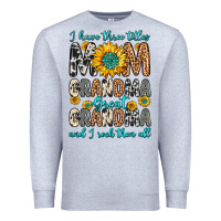 Heather Grey i have three tittles mom grandma great grandma Premium Sweatshirt - Zillion Design Studio