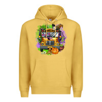 Antique Gold halloween school bus Premium Hoodie - AdoDesignShop