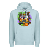 Blue Mist halloween school bus Premium Hoodie - AdoDesignShop