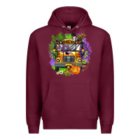 Burgundy halloween school bus Premium Hoodie - AdoDesignShop