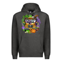 Charcoal Heather halloween school bus Premium Hoodie - AdoDesignShop