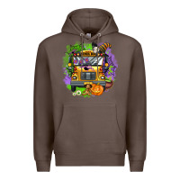 Coffee halloween school bus Premium Hoodie - AdoDesignShop