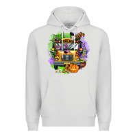 Dove Grey halloween school bus Premium Hoodie - AdoDesignShop