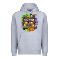 Heather Grey halloween school bus Premium Hoodie - AdoDesignShop