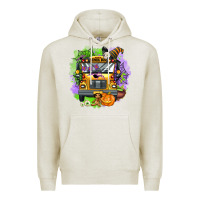 Oatmeal Heather halloween school bus Premium Hoodie - AdoDesignShop
