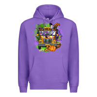 Purple halloween school bus Premium Hoodie - AdoDesignShop