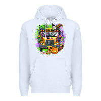 White halloween school bus Premium Hoodie - AdoDesignShop