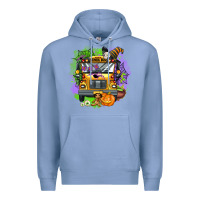 Colony Blue halloween school bus Premium Hoodie - AdoDesignShop