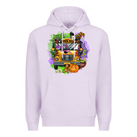 Lilac halloween school bus Premium Hoodie - AdoDesignShop