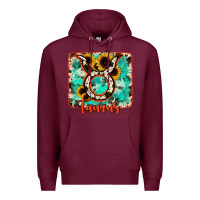 Burgundy taurus turquoise cowhide Premium Hoodie - RanaPortraitStore