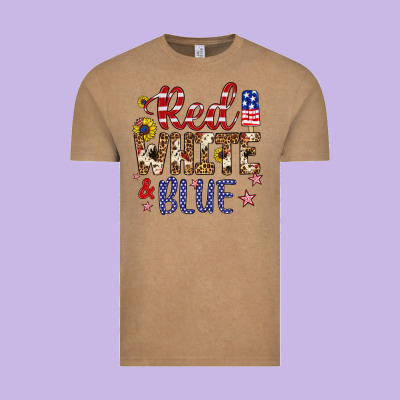 Red White And Blue Vintage Tee Designed By Artiststas