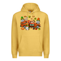 Antique Gold fall gnomes truck Premium Hoodie - AdoDesignShop