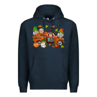 Navy fall gnomes truck Premium Hoodie - AdoDesignShop