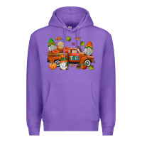 Purple fall gnomes truck Premium Hoodie - AdoDesignShop
