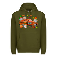 Army Green fall gnomes truck Premium Hoodie - AdoDesignShop