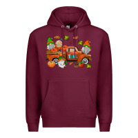 Burgundy fall gnomes truck Premium Hoodie - AdoDesignShop