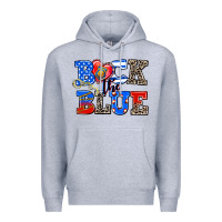 Heather Grey back the blue Premium Hoodie - AdoDesignShop