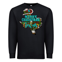 Black Merry Christmas Texas Map Premium Sweatshirt - RanaPortraitStore