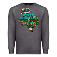 Charcoal Heather Merry Christmas Texas Map Premium Sweatshirt - RanaPortraitStore