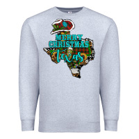 Heather Grey Merry Christmas Texas Map Premium Sweatshirt - RanaPortraitStore