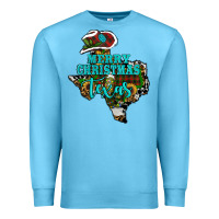 Ocean Blue Merry Christmas Texas Map Premium Sweatshirt - RanaPortraitStore