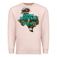 Pale Pink Merry Christmas Texas Map Premium Sweatshirt - RanaPortraitStore