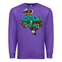 Purple Merry Christmas Texas Map Premium Sweatshirt - RanaPortraitStore
