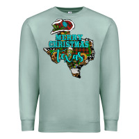 Seafoam Merry Christmas Texas Map Premium Sweatshirt - RanaPortraitStore