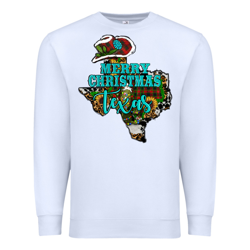 Merry Christmas Texas Map Premium Sweatshirt by RanaPortraitStore | Teevron