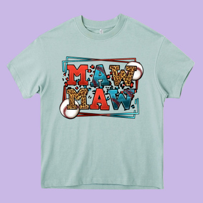 Baseball Mawmaw Leopard Frame Heavy Core Tee Designed By Lillyallendesigns