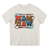 Cream Baseball mawmaw leopard frame Heavy Core Tee - LillyAllenDesigns